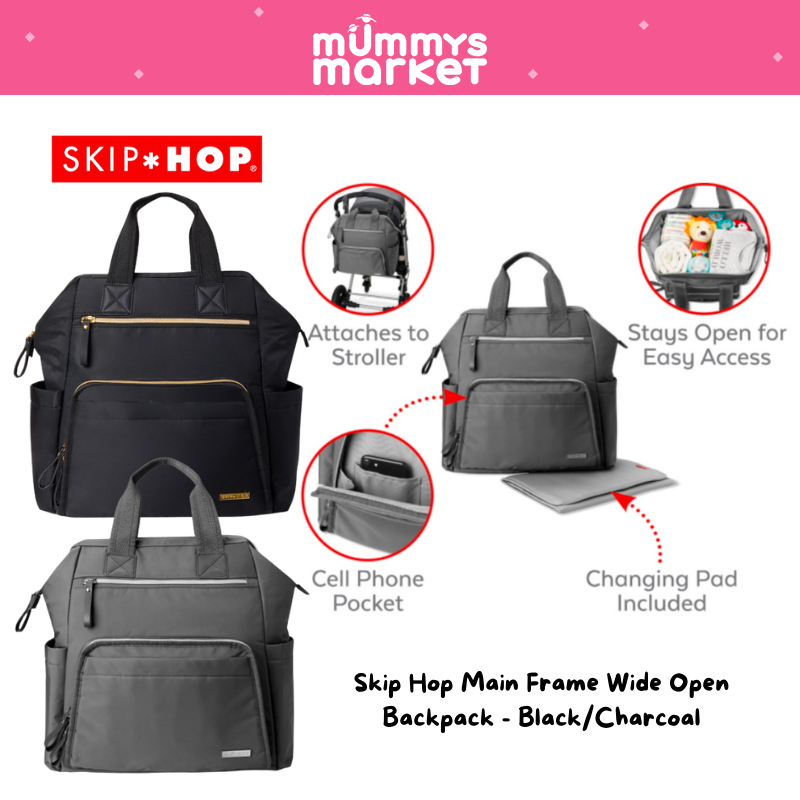 Skip Hop Main Frame Wide Open Backpack - Charcoal